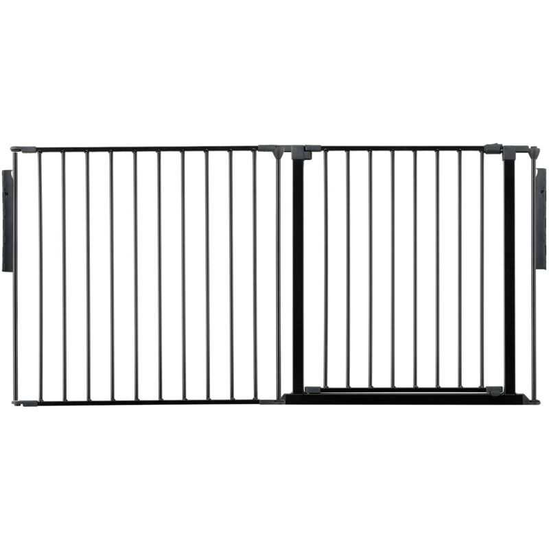 Safetots Premium Multi Panel Room Divider, Up To 154Cm Wide, Black, 70Cm Tall, Flexible Barrier With Door For Baby And Toddler, Black