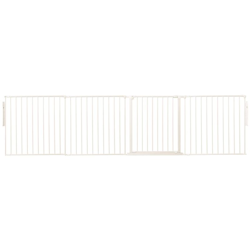 Safetots - Premium Multi Panel Room Divider, Up To 298cm Wide, White, 70cm Tall, Flexible Barrier With Door For Baby And Toddler