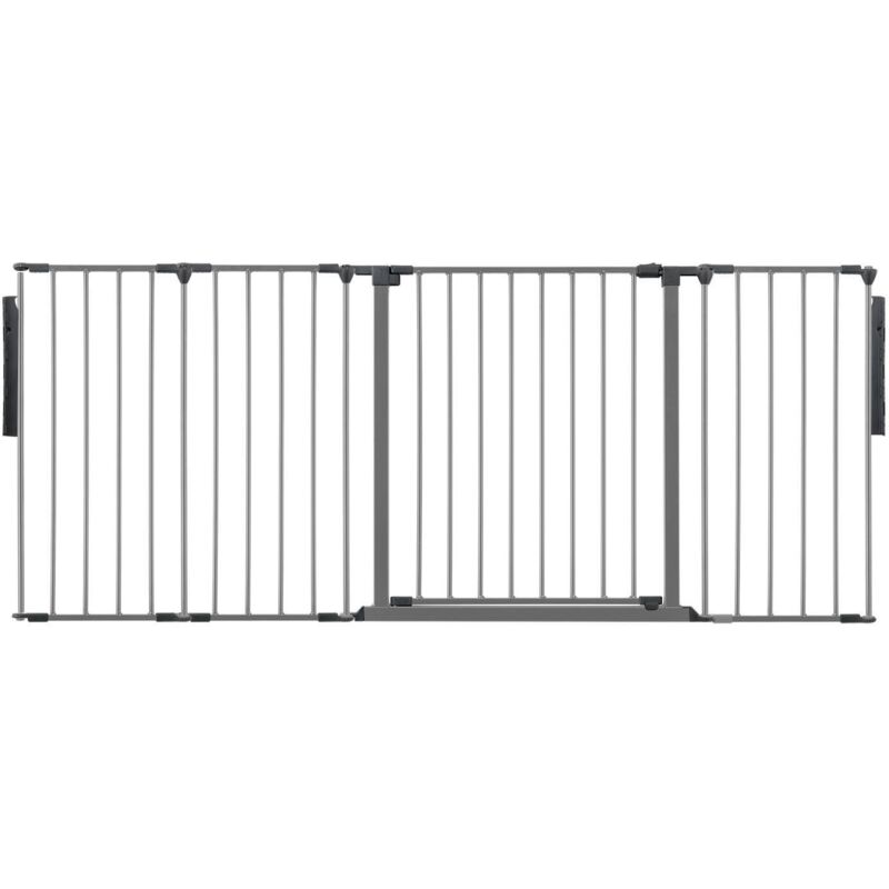 Safetots Premium Multi Panel Room Divider, Up To 181Cm Wide, Grey, 70Cm Tall, Flexible Barrier With Door For Baby And Toddler, Grey