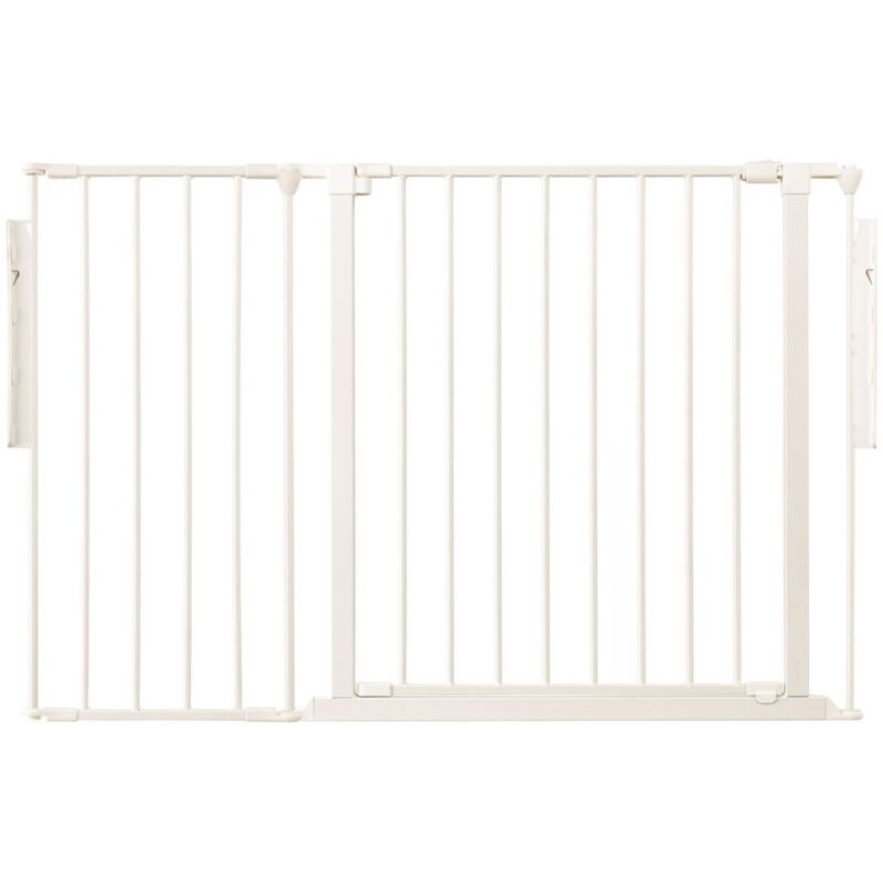 Safetots - Premium Multi Panel Room Divider, Up To 115cm Wide, White, 70cm Tall, Flexible Barrier With Door For Baby And Toddler