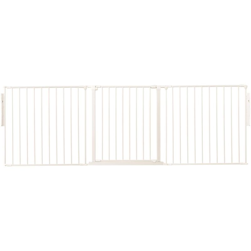 Safetots - Premium Multi Panel Room Divider, Up To 226cm Wide, White, 70cm Tall, Flexible Barrier With Door For Baby And Toddler