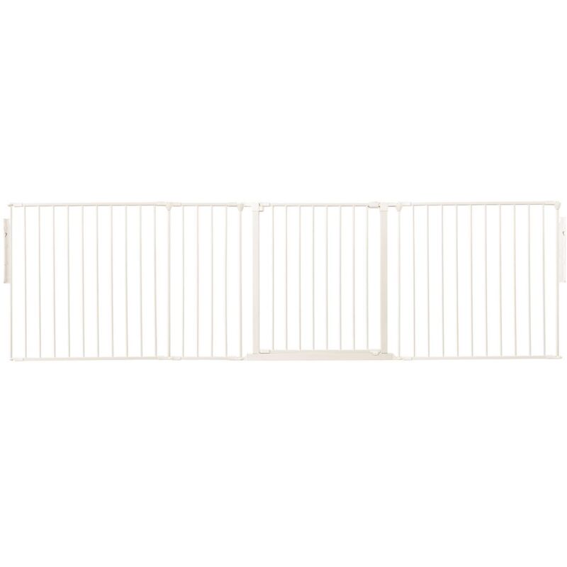 Safetots Premium Multi Panel Room Divider, Up To 259Cm Wide, White, 70Cm Tall, Flexible Barrier With Door For Baby And Toddler, White