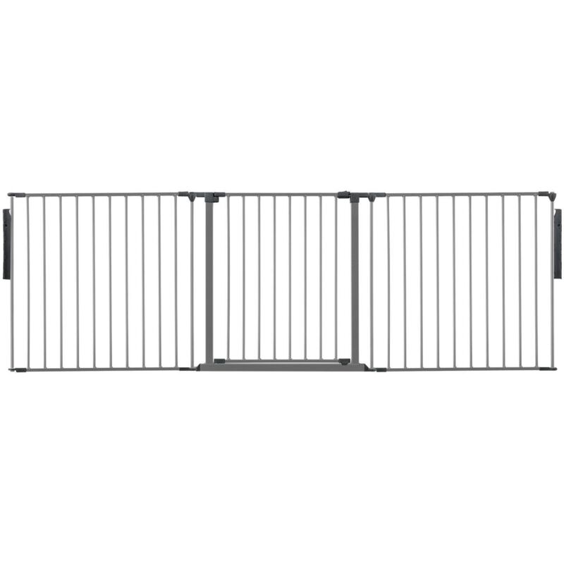 Safetots - Premium Multi Panel Room Divider, Up To 226cm Wide, Grey, 70cm Tall, Flexible Barrier With Door For Baby And Toddler