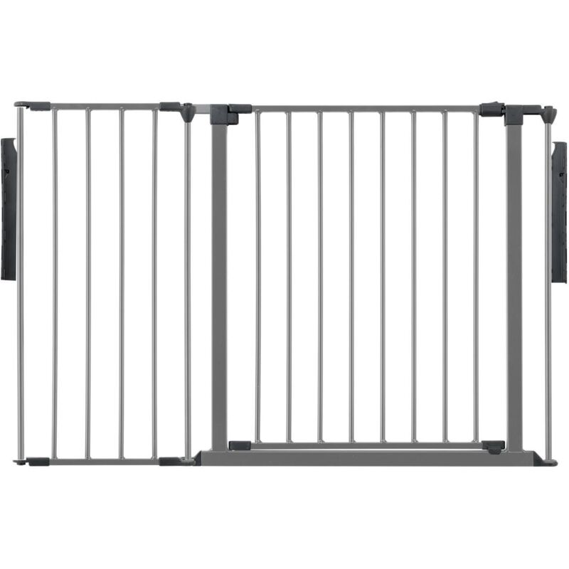 Safetots - Premium Multi Panel Room Divider, Up To 115cm Wide, Grey, 70cm Tall, Flexible Barrier With Door For Baby And Toddler