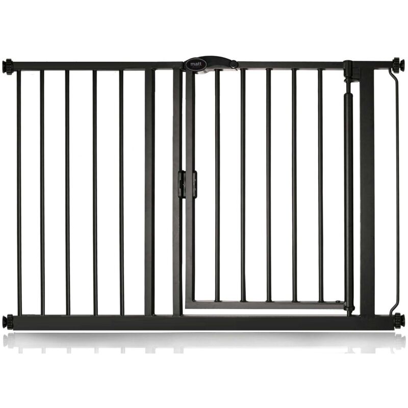 Safetots - Pressure Fit Self Closing Stair Gate, 111cm - 118cm, Matt Black, Auto Closing Baby Gate, Safety Barrier