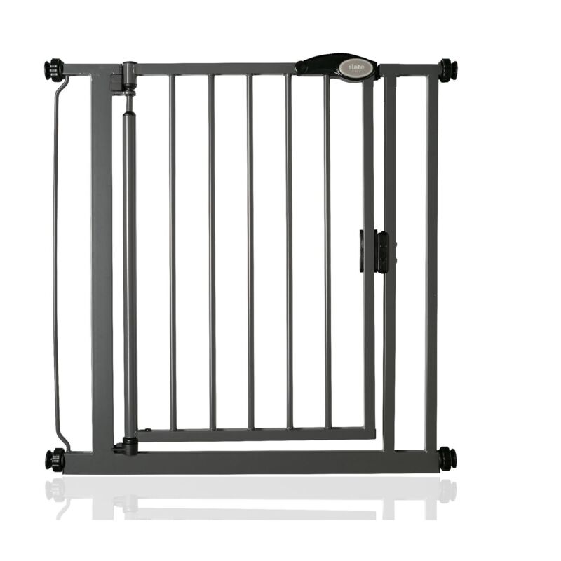 Safetots - Pressure Fit Self Closing Stair Gate, 75cm - 82cm, Slate Grey, Auto Closing Baby Gate, Safety Barrier