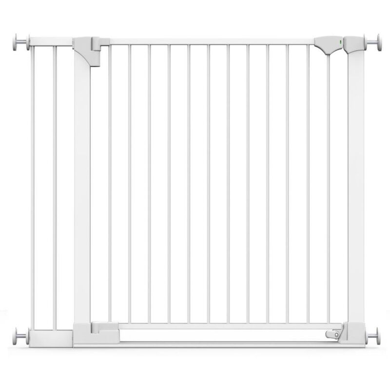 Safetots SafeStep Gate, White, 110cm - 117cm, Extra Low Walkthough, 81cm Extra Wide Doorway, Extra Wide Gate for Stairs, Hallways and Doors, Baby and