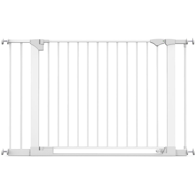 Safetots SafeStep Gate, White, 117cm - 124cm, Extra Low Walkthough, 81cm Extra Wide Doorway, Extra Wide Gate for Stairs, Hallways and Doors, Baby and