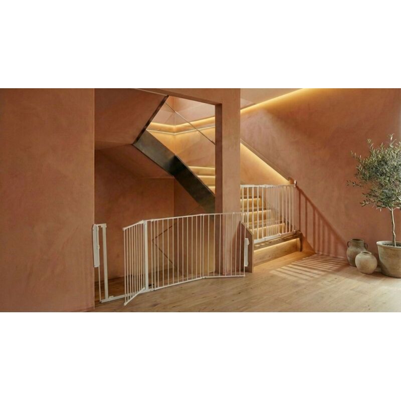 Safetots Solution for Up and Down Staircases, White, Multi Panels, up to 226cm, and, Screw Fit Gate, 67cm - 105.5cm