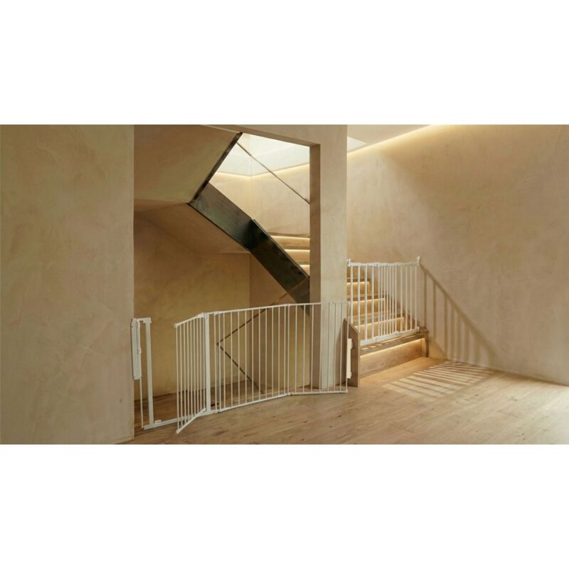 Safetots Solution for Up and Down Staircases, White, Multi Panels, up to 200cm, and, Screw Fit Gate, 67cm - 105.5cm
