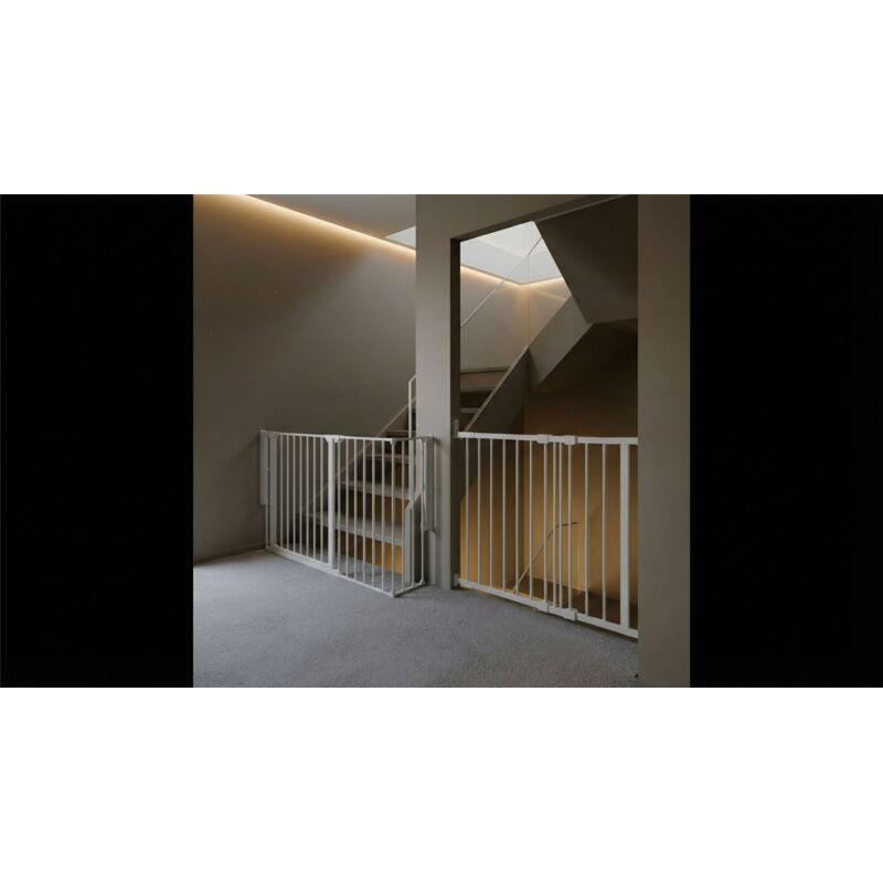 Safetots Solution for Up and Down Staircases, White, Multi Panels, up to 174cm, and, Screw Fit Gate, 67cm - 105.5cm