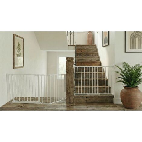 Safetots Solution for Up and Down Staircases, White, Multi Panels, up to 148cm, and, Screw Fit Gate, 67cm - 105.5cm