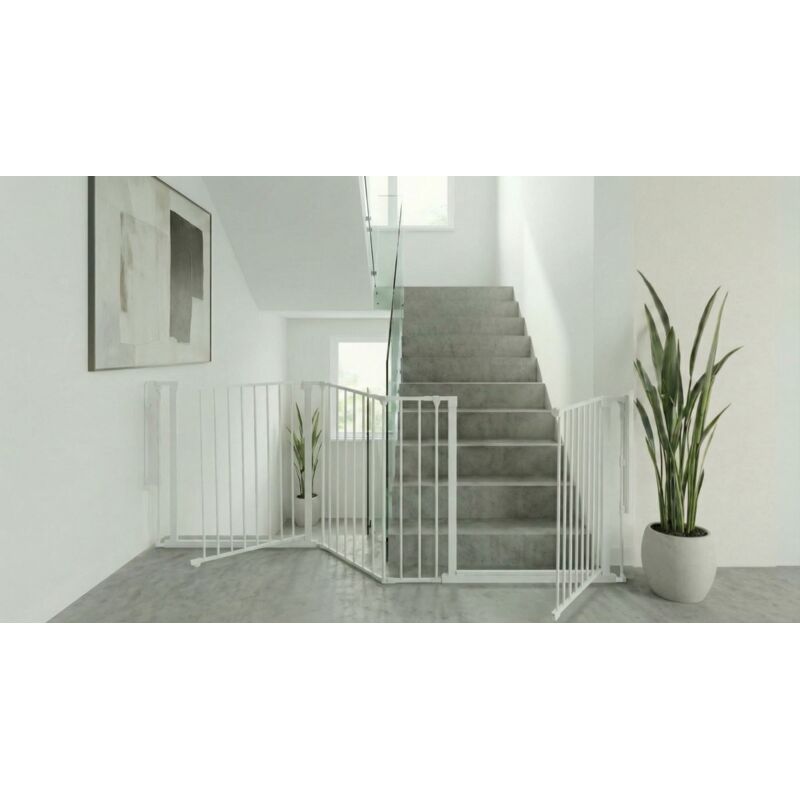 Safetots Two Door Multi Panel Solution for Up and Down Staircases, White, 259cm of length, includes 2 Door Opening Panels