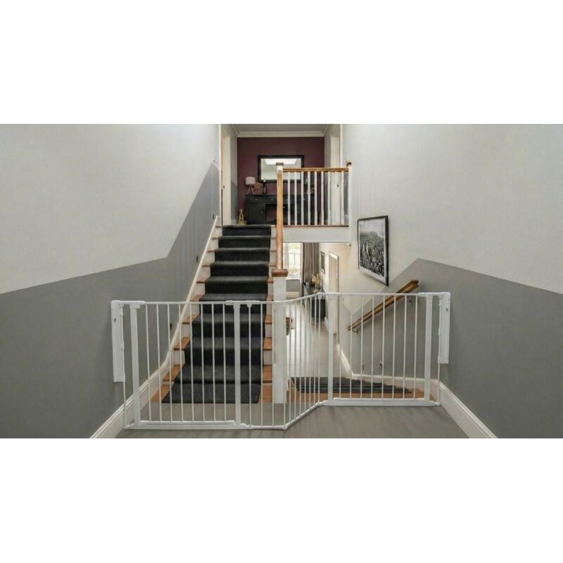 Safetots Two Door Multi Panel Solution for Up and Down Staircases, White, 220cm of length, includes 2 Door Opening Panels