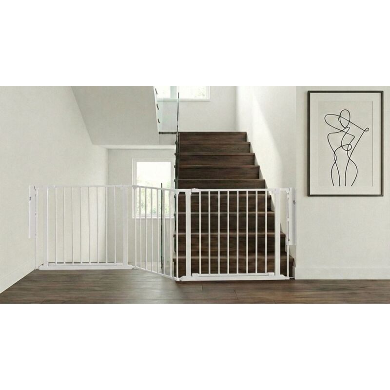 Safetots Two Door Multi Panel Solution for Up and Down Staircases, White, 226cm of length, includes 2 Door Opening Panels