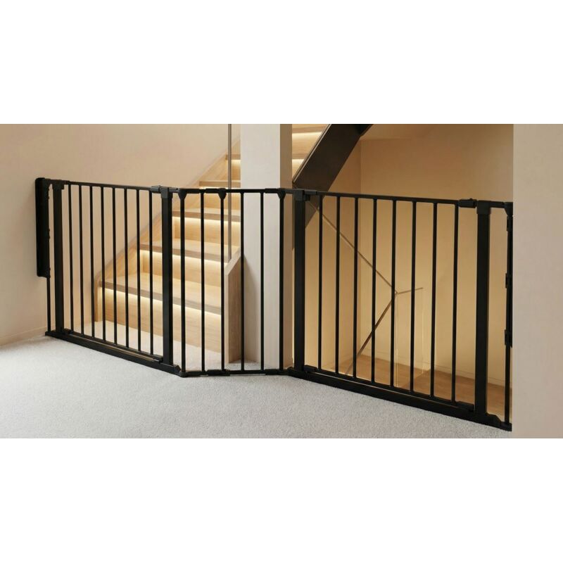 Safetots Two Door Multi Panel Solution for Up and Down Staircases, Black, 194cm of length, includes 2 Door Opening Panels