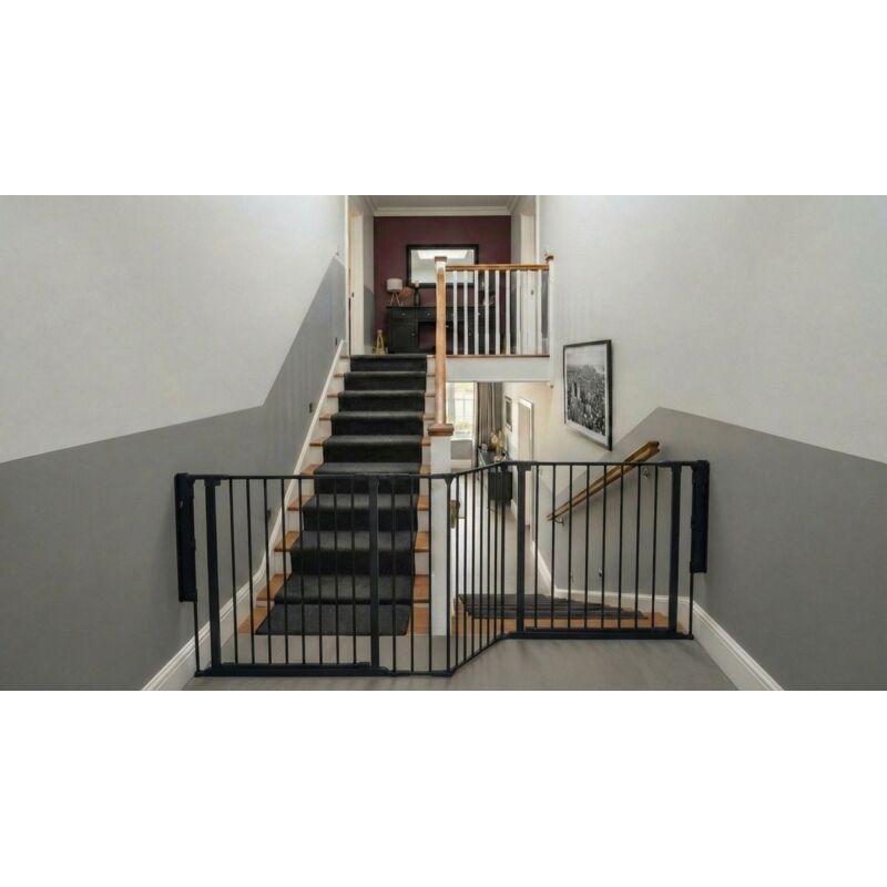Safetots Two Door Multi Panel Solution for Up and Down Staircases, Black, 220cm of length, includes 2 Door Opening Panels