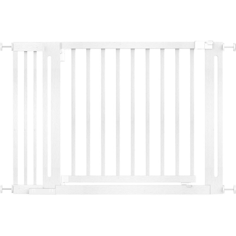 Safetots - Wooden Elegance Gate, White, 115cm - 123cm, Pressure Fit Safety Gate, 73cm Extra Wide Doorway, Easy Installation