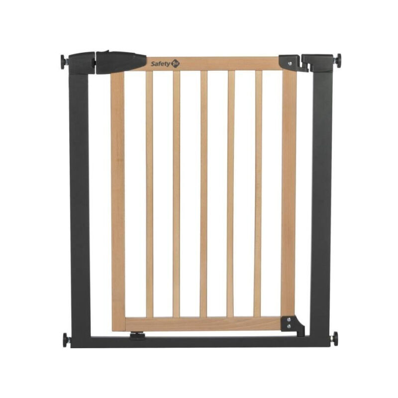 Safety 1st - simply close wood & meta, Pression, 73-80 cm (Max. 94cm), sans vis ni perçage, Ouverture d'une Main, Bois et Graphit