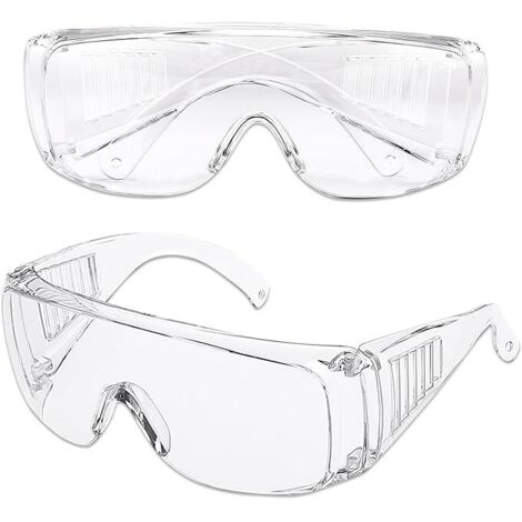 Safety glasses, work glasses, pack of 2, clear, anti-fog and shatterproof safety glasses, scratch-resistant, suitable for glasses wearers, safety glasses for chemistry labs