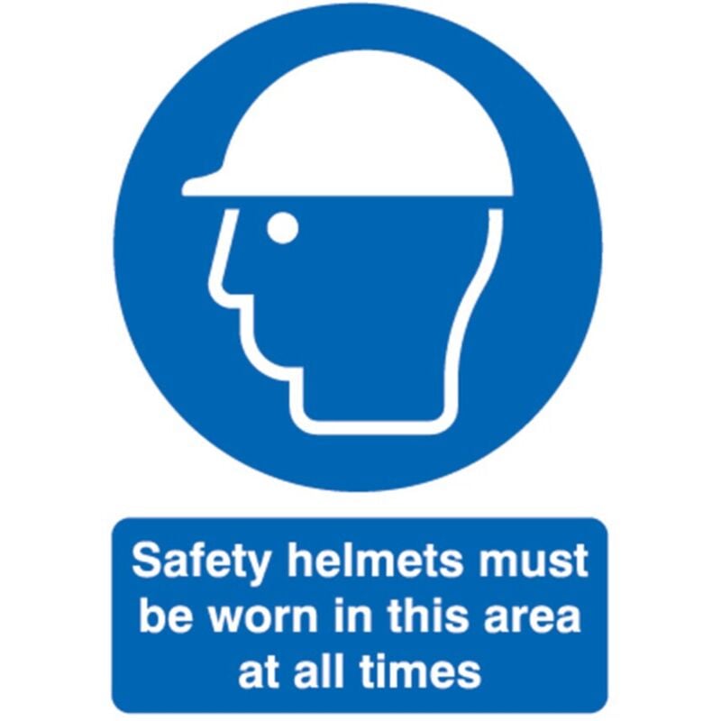 Sitesafe - Safety Helmets Must Be Worn in This Area Rigid pvc Sign - 210 x 297mm