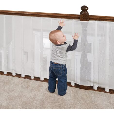 Safety Net - Baby and Pet Safety Gate - 600 x 79 cm - Sturdy and Durable - Adjustable - Baby Safe - Retractable Safety Net - Suitable for Balconies and Stairs - White - Safety Gate - Mesh Material, Su