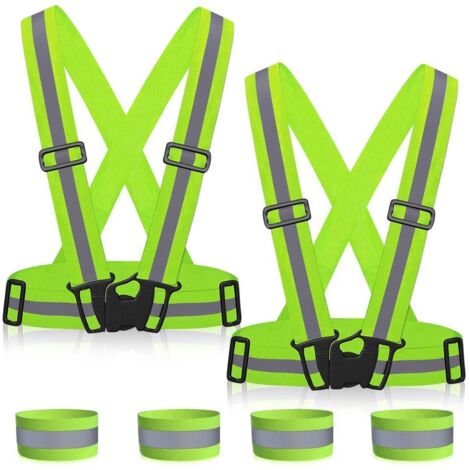 Safety Vest + Reflective Adjustable Elastic Safety Vest for Running, Biking, Motorcycle