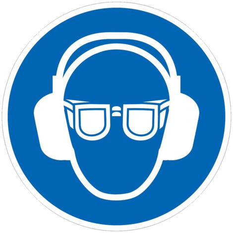 SafetyMarking Gebotsschild Folie D50 mm Gehör/Augenschutz benutzen 6 Stk.pro Bogen
