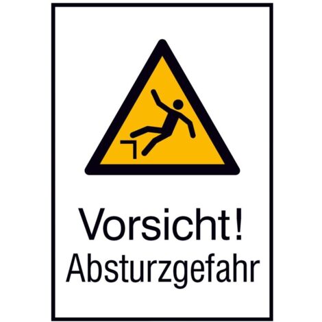 SafetyMarking Warnschild Aluminium B262xH371 mm Vorsicht Absturzgefahr