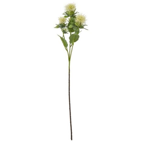 Safflower Spray (Single Stem Flower) - Plastic - Height 57 cm - Cream