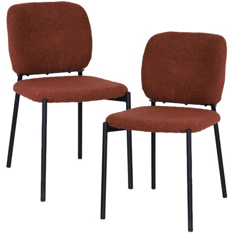 SAFIA - Lot de 2 chaises en tissu rouille piètement métal noir