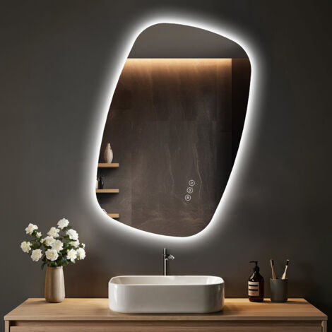 S'AFIELINA 80×50 cm Oval LED Bathroom Mirror – Touch Control, Dimmable with 3 Light Colors, Anti-Fog, Memory Function, Horizontal & Vertical Mounting