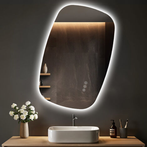 S'AFIELINA 95×60 cm Oval LED Bathroom Mirror – Touch Control, Dimmable with 3 Light Colors, Anti-Fog, Memory Function, Horizontal & Vertical Mounting