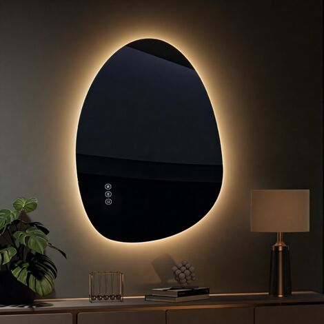 S'AFIELINA Asymmetrical Bathroom Mirror with Dimmable LED 3 Lighting Modes Lights 60x45cm Latest Fashion Illuminated Vanity Mirror