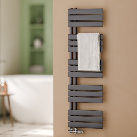 S'AFIELINA Badheizkörper Handtuchheizkörper Anthrazit Flach Paneel Seitenanschlusss Heizkörper für Bad 1320x400mm 570 Watt