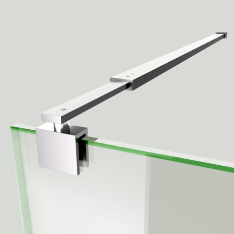 Heilmetz Barre de support de douche,rétractable 70-123 cm, barre de stabilisation ronde pour douches,pour verre de 8-10 mm d'épaisseur, acier inoxydable chromé(1 pièce