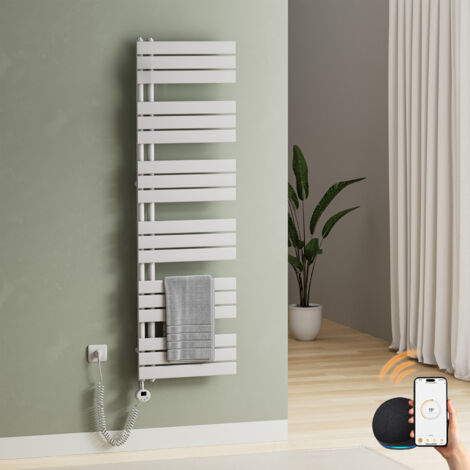 S'AFIELINA Elektrischer Badheizkörper Flach Paneelheizkörper Handtuchwärmer Heizkörper inkl. Heizstab mit Thermostat,Elektrisch betrieben,Weiß,159.9x60 cm 1000Watts