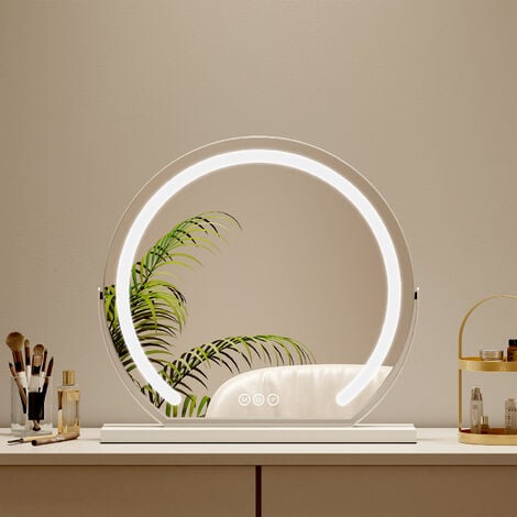 S'AFIELINA Hollywood Mirror with Lights 500mm 360°Rotation Round White Vanity Mirror with Dimmable LED 3 Lighting Modes