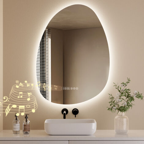 S'AFIELINA Miroir de Salle de Bain LED 100x60cm Miroir Salle de Bain avec Éclairage 3 Couleurs de Lumière Dimmable Miroir de Salle de Bain avec Interrupteur Tactile, Anti-Buée, Horloge, Bluetooth S'AFIELINA Miroir de Salle de Bain LED 100x60cm Miroir Salle de Bain avec Éclairage 3 Couleurs de Lumière Dimmable Miroir de Salle de Bain avec Interrupteur Tactile, Anti-Buée, Horloge, Bluetooth