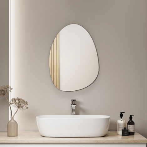 S'Afielina – Miroir mural asymétrique 45×60 cm – Corps ultra-mince 1 cm – Film anti-éclatement – Décoration moderne pour salon et chambre