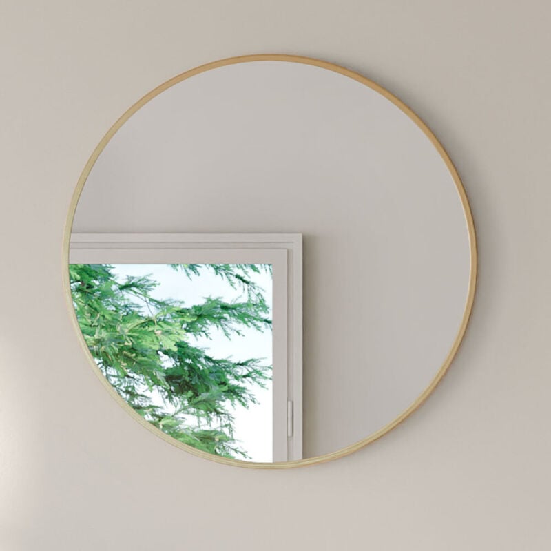 Miroir rond 50 cm, hd Or Décoratif Miroir mural, Convient pour salle de bain, salon, couloir - S'afielina