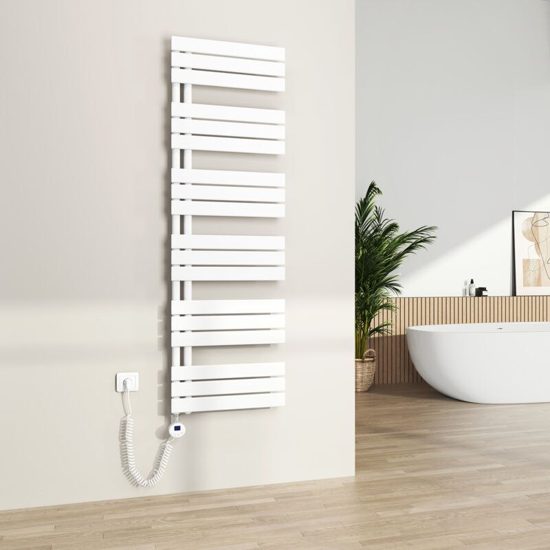 S'afielina - Radiateur Sèche-serviettes Electrique avec thermostat programmable, chauffe-serviettes électrique avec contrôle de la température, Blanc