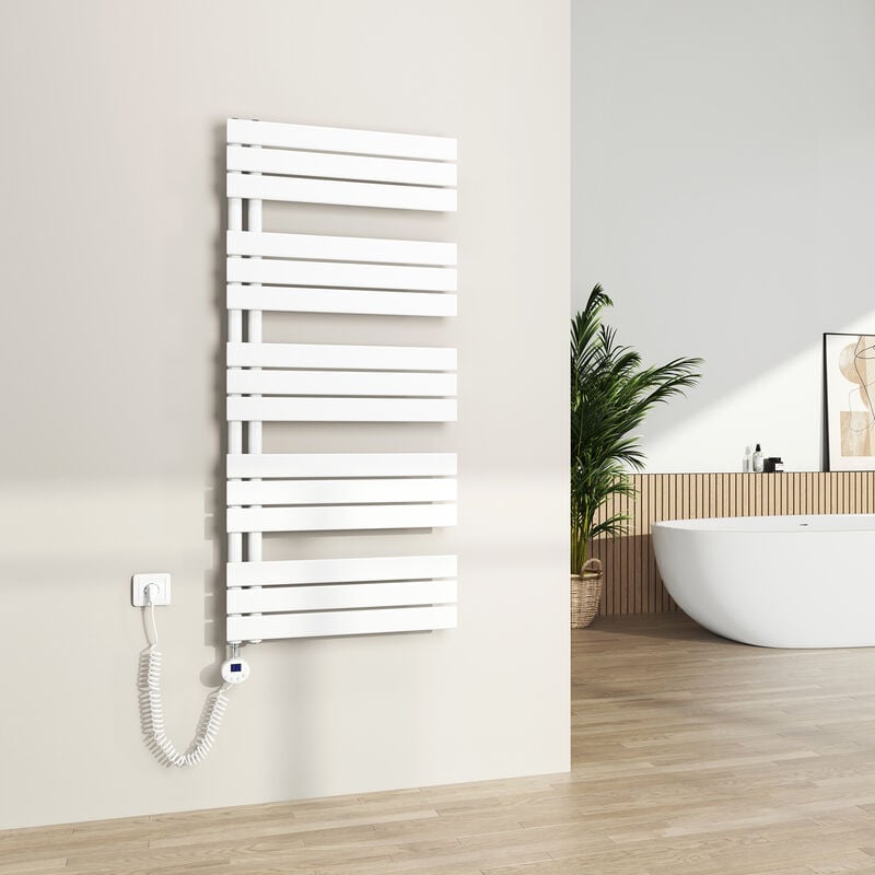 S’AFIELINA Radiateur Sèche-serviettes Electrique avec thermostat programmable, chauffe-serviettes électrique avec contrôle de la température, Blanc