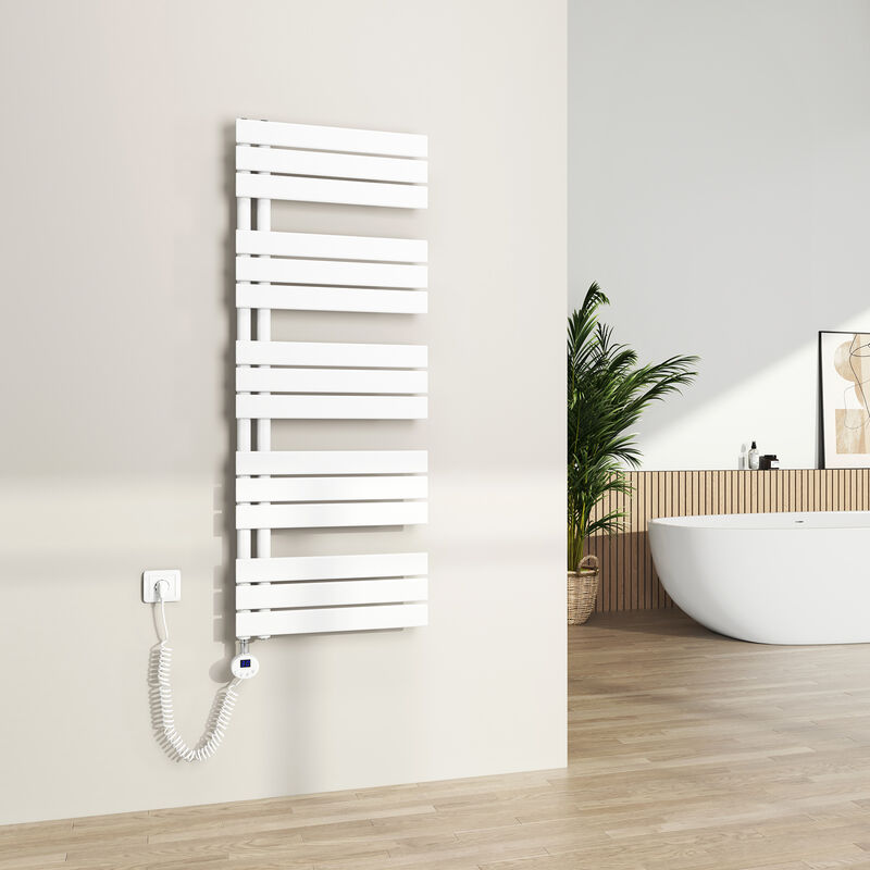 S'afielina - Radiateur Sèche-serviettes Electrique avec thermostat programmable, chauffe-serviettes électrique avec contrôle de la température, Blanc