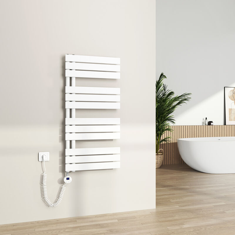 S'afielina - Radiateur Sèche-serviettes Electrique avec thermostat programmable, chauffe-serviettes électrique avec contrôle de la température, Blanc