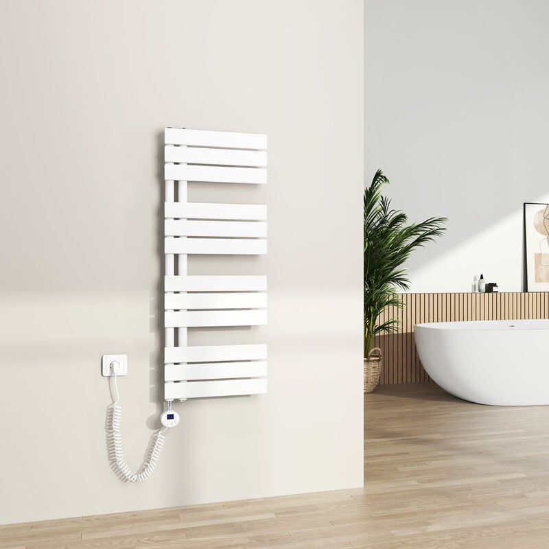 S'afielina - Radiateur Sèche-serviettes Electrique avec thermostat programmable, chauffe-serviettes électrique avec contrôle de la température, Blanc