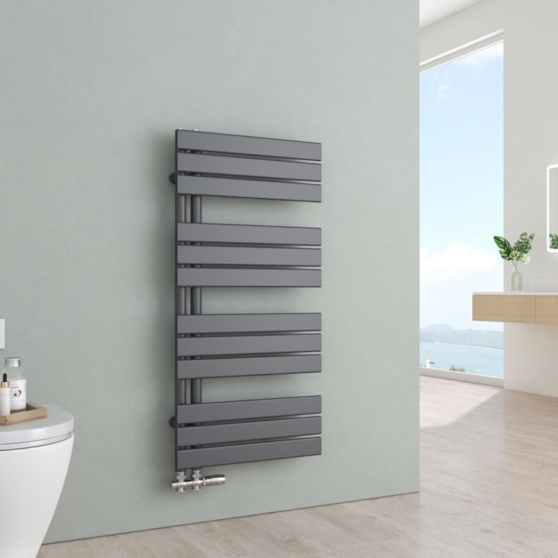 Sèche-serviettes eau chaude Radiateur eau chaude en acier Anthracite 1041x500mm 529 Watt - S'afielina