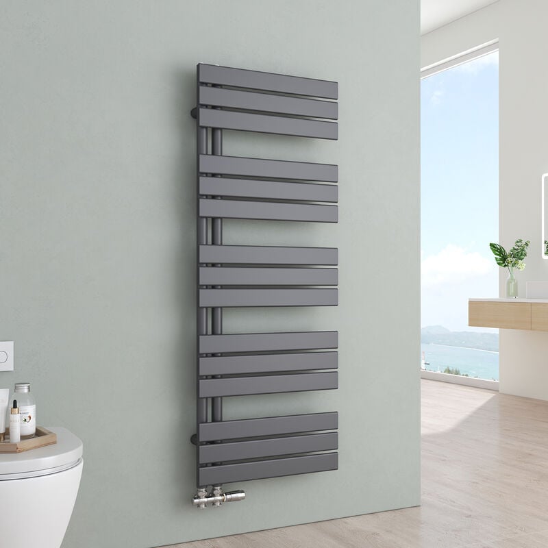 Sèche-serviettes eau chaude Radiateur eau chaude en acier Anthracite 1320x500mm 661 Watt - S'afielina