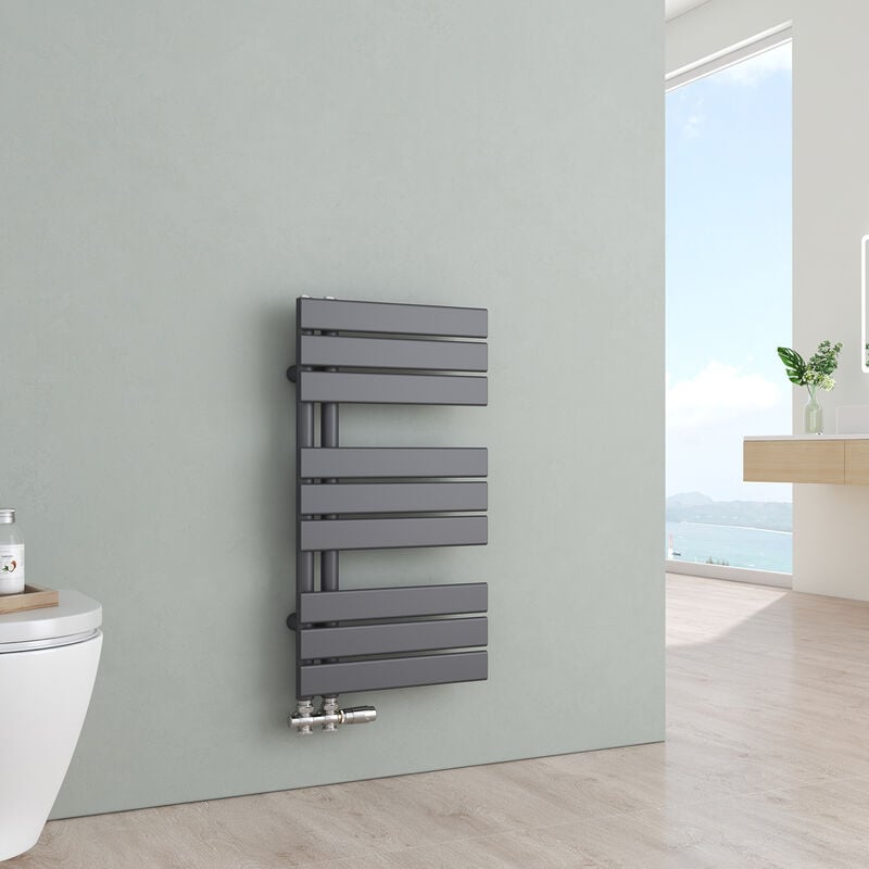 S'AFIELINA Sèche-serviettes eau chaude Radiateur eau chaude en acier Anthracite 762x400mm 342 Watt