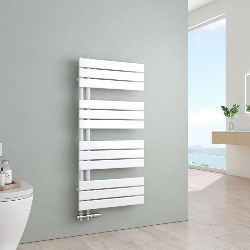 Sèche-serviettes eau chaude Radiateur eau chaude en acier Radiateur à panneau plat Blanc 1041x500mm 529 Watt - S'afielina